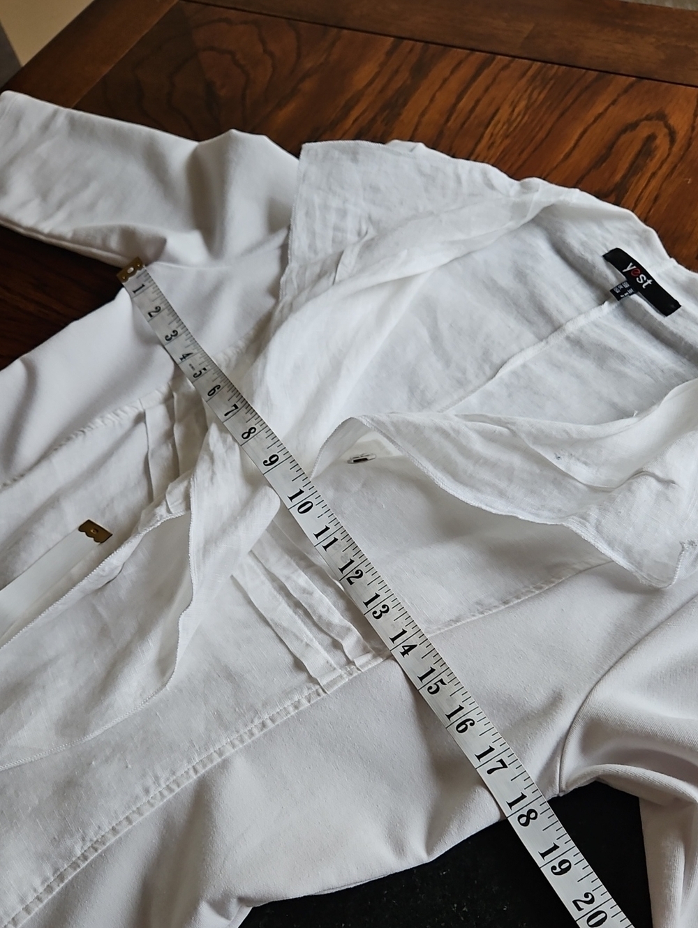 Yest White Linen/Cotton A-line Boho Chic Overshirt Blazer Size 4 - Picture 12 of 15